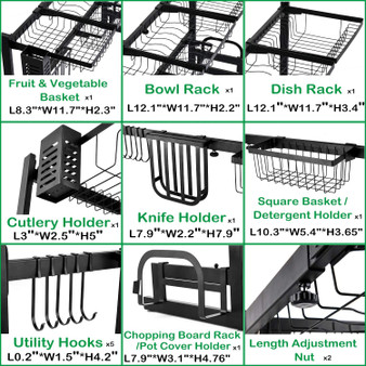 Dish Drying Rack Over Sink, (20"-37") Adjustable, 2 Tier Stainless Steel