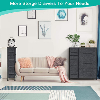 Fabric Dresser with 7 Drawers, Dresser Organizer Storage Tower with Steel