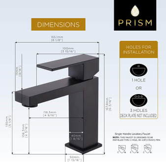 Matte Black Bathroom Faucet - Single Hole Modern Bathroom