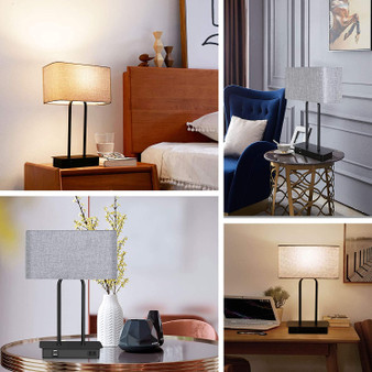 Bedside Nightstand Lamps with Fabric Shade
