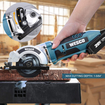 Cordless Circular Saw, with 2.0Ah Lithium-Ion Battery and 1H Charger.