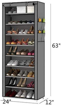 9 Tiers Shoe Rack with Dustproof Cover