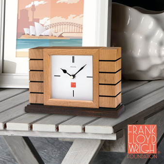 Mantel Clock, Natural Finish with Walnut Stain Base