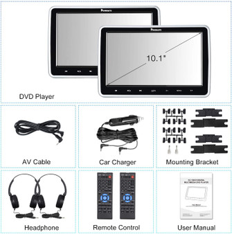 NAVISKAUTO 10.1" Dual Car DVD Players with HDMI Input