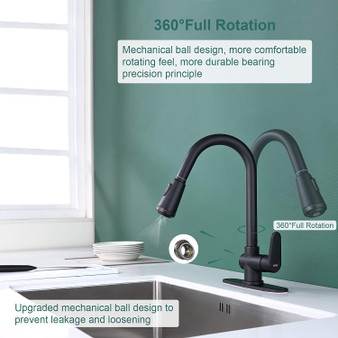 SOQO Kitchen Faucet, 4 Modes Kitchen Sink Faucet, Commercial Solid Brass Faucet