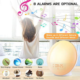 Wake Up Light Sunrise Alarm Clock, 7 Colors Bedside Night Light