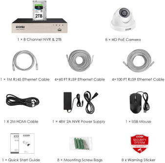 Home Security Camera System, 8 Channel 5MP , with Night Vision, Motion Alert.