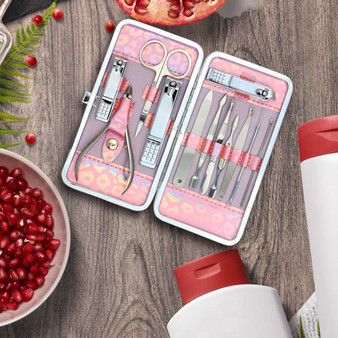 ZIZZON Nail Clippers Kit Manicure Pedicure set with Holographic Case(Pink)