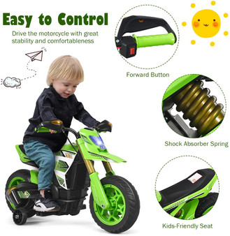 6V Electric Motorcycle for Kids with Training Wheels
