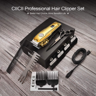 Professional Hair Trimmer Set (12Pcs USB Rechargeable Adjustable LCD Display Hair