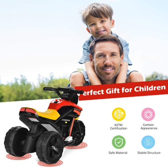 Kids Motorcycle, 6 V Battery Powered 3 Wheel Ride On Toy