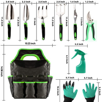 Garden Tools Set, 9 Piece Heavy Duty Gardening Tools with Garden Gloves.
