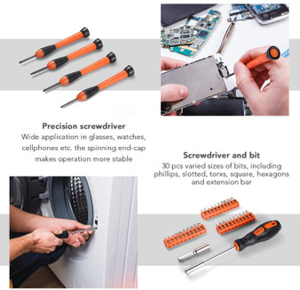 Household Repair Tool Kit for Home, Office, Apartment with Sturdy Tool Box Storage Case .