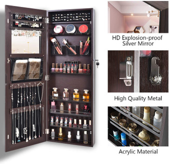 Framless Lockable Full mirror jewelry organizer