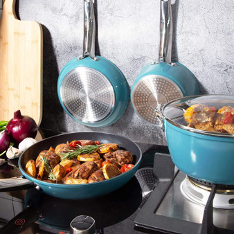 REDMOND Nonstick Cookware Set, 8 Piece Ceramic Aluminum Pans and Pots Set