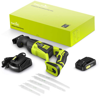 Reciprocating Saw, 20V 2.0Ah Cordless Saw, 1 Hour Fast Charger, for Wood & Metal Cutting..