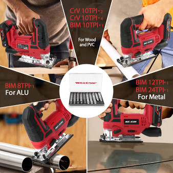 Cordless Jig Saw for Woodworking with LED, 10PCS Blades, & Fast Charger Included.
