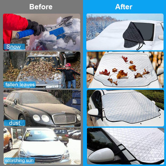 Windshield Cover for Ice and Snow with Magnetic Edge, Thicker 4 Layers Defense Snow, Ice and Frost