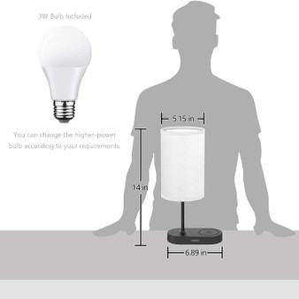 Bedside Table & Desk Lamp with Wireless Charging Pad.