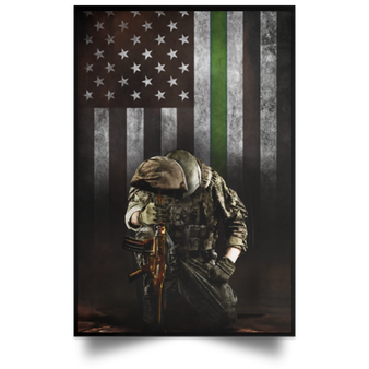 Thin Green Line American Flag Poster Honoring Men Women Our Military Wall Decor Veterans Gift