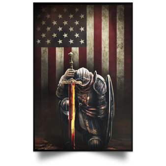 American Flag Knight Templar Vintage Poster Print Patriotic Wall Art Patriot Gift For Him