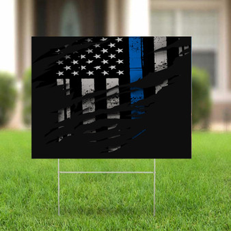 Thin Blue Line American Yard Sign Best Gifts For Police Officers Custom Yard Signs