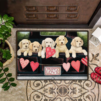 Valentines Doormat Puppy Love Cute Valentines Day Doormat Indoor Outdoor Decorative Gift For GF