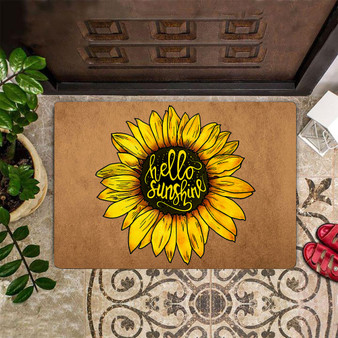 Hello Sunshine Doormat Sunflower Door Mat Sunflower Welcome Floor Mat Indoor Outdoor