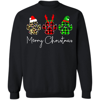 Merry Christmas Dog Paws Graphic Sweatshirt Ugly Sweatshirt Women Men Christmas Gift 2020 Idea