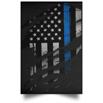 Thin Blue Line American Flag Poster Honoring Law Enforcement Police Gift Ideas House Decoration