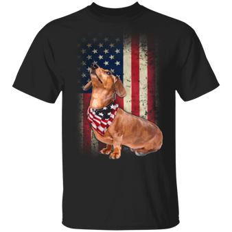 Dachshund American Usa Flag Dog T-Shirt Patriotic Gifts For Him