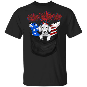 Dachshund USA American Flag Inside Pocket T-Shirt 4th Of July Shirts Patriotic Gifts