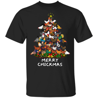 Chicken Merry Christmas T-Shirt Funny Chicken Christmas Tree Shirt Gift For Men For Women