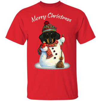 Dachshund Merry Christmas Shirt Cute Weiner Dog Snowman Christmas Tee Gift For Dog Lover