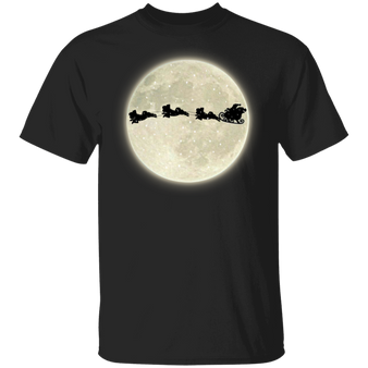 Yorkie Santa Claus Riding Dog Shirt Full Moon Christmas Day Graphic Tee Gift For Dog Lover