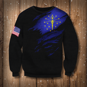 Indiana State Flag Sweatshirt Indiana Flag - American Flag Logo Sweater Patriotic Gift