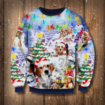 Beagle Snow Tree Christmas Sweatshirt Cute Dog Ugly Christmas Sweater Xmas Gift For Him Her