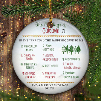 The 12 Days Of Corona Ornament Funny 2020 Best Christmas Ornament Pandemic Ornament 2020