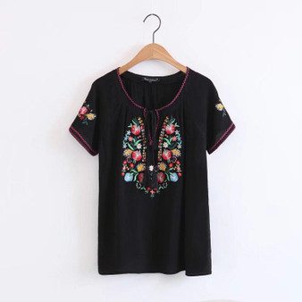 Floral Embroidery Mexican Beach Top