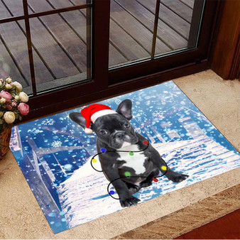 Bulldog Ice Snow Doormat Christmas Gift For Dog Bulldog Lovers Indoor Window Christmas Decor