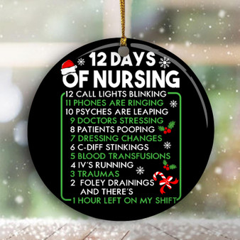 12 Days Of Nursing Ornament Nurse Christmas Ornament Nurse Gift Ideas Christmas Tree Decor