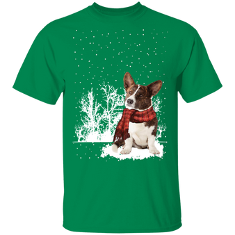 Corgi Red Scarf T-Shirt Adorable Dog Winter Shirt Christmas Gift For Friend Corgi Lover