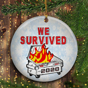 2020 Dumpster Fire Ornament We Survived Ornament Funny Garbage Fire Christmas Tree Ornament
