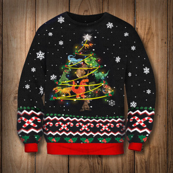 T-Rex Christmas Tree Sweatshirt Funny Dinosaur T-Shirt Xmas Gift Idea