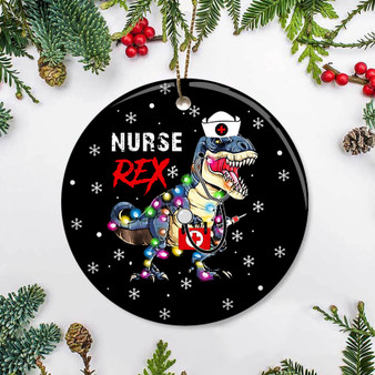 Nurse Rex Ornament Snowflake Design Holiday Gift For Nurse Dinosaur Christmas Decorations