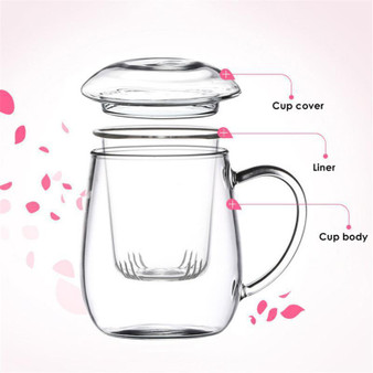 Clear Glass Tea Coffee Infuser Filter Pot with Lid 500 ml