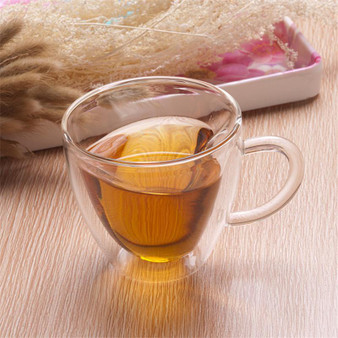 Heart Shaped Double Wall Glass Coffee Tea Cups