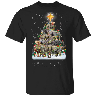 Elephant Christmas Tree T-Shirt Adorable Animal Snow Falling Xmas Shirt Winter Gift For Friend