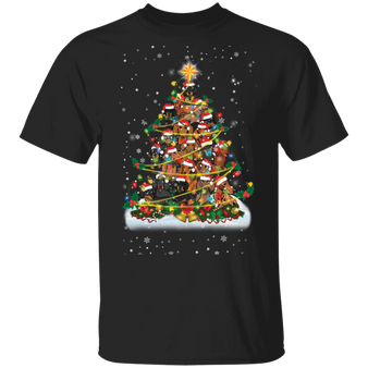 Dachshund Christmas Tree T-Shirt Adorable Animal Snow Falling Xmas Shirt Winter Gift For Friend