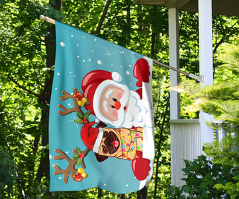 Bulldog Santa Claus Christmas Flag Cute Christmas Party Decoration House Outdoor Decor